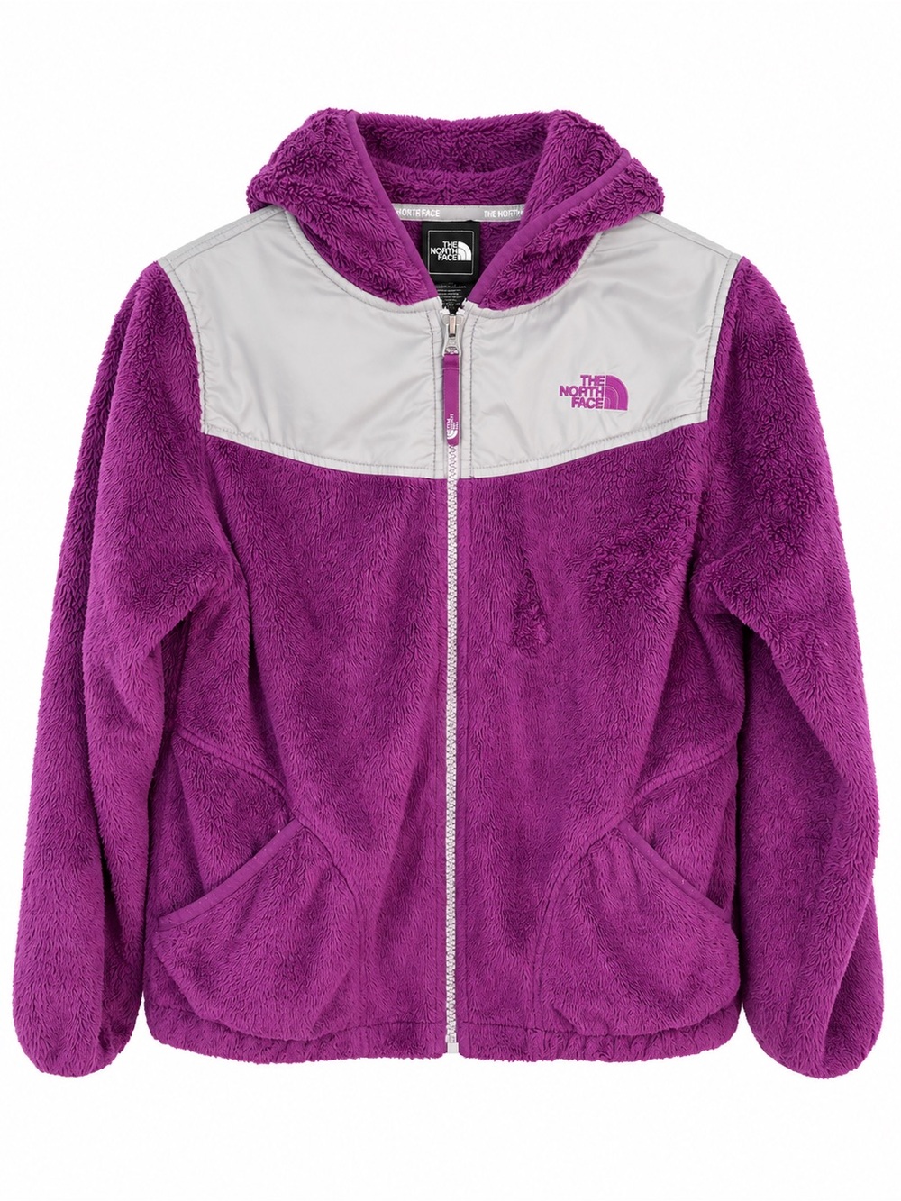 The North Face Osito Fuzzy Fleece Hooded 0965 Full Zip Jacket Girls purple XL 18